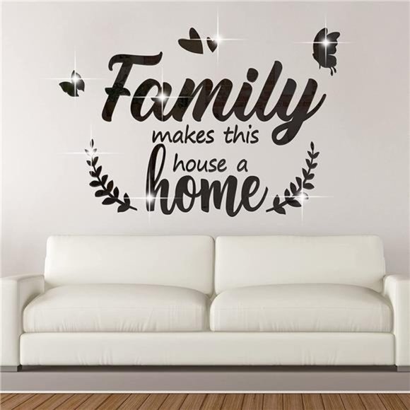 3D Acrylic Mirror Decal Wall Decor Stickers Family Letter Quotes Wall Stickers - Picture 1 of 7